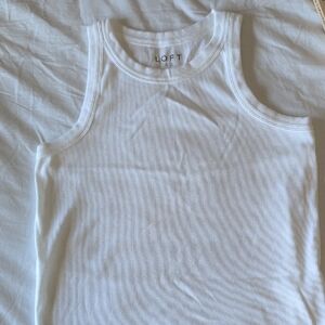 LOFT White Ribbed Tank Top